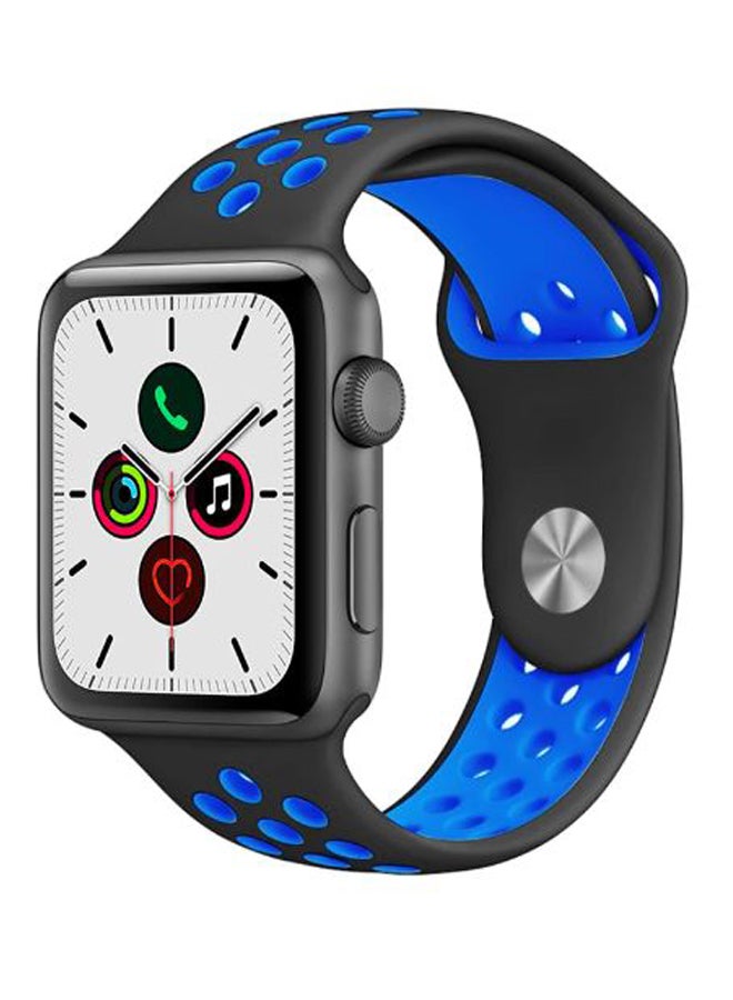 Perfii - Dot Pattern Replacement Band For Apple iWatch Series 5/4/3/2/1 38-40mm Black/Blue - Image 1