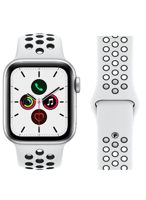 Silicone Replacement Band For Apple iWatch All Series Compatible with 41mm/40mm/38mm White/Black