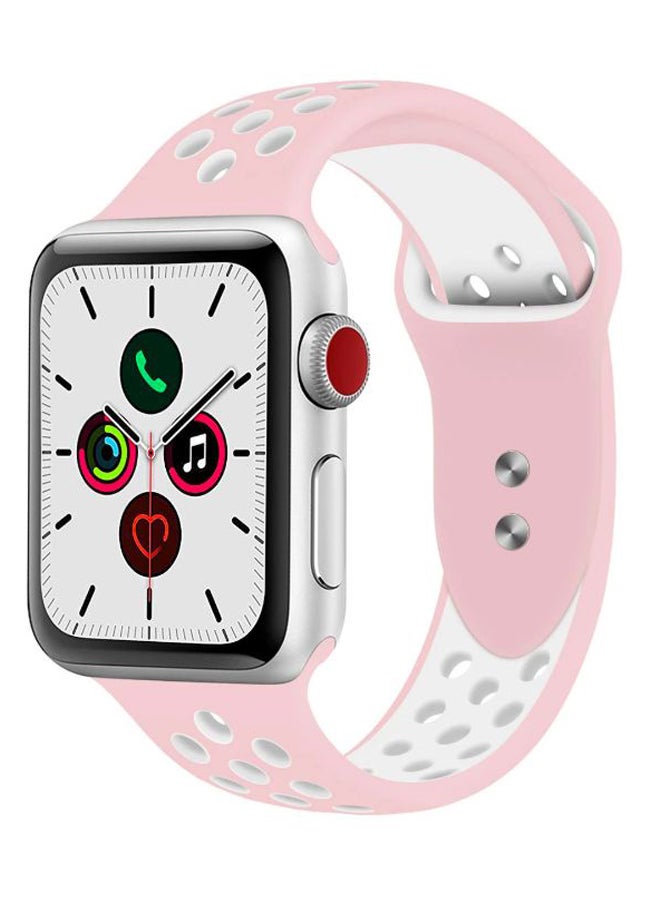 Perfii Dot Pattern Replacement Band For Apple iWatch Series 5/4/3/2/1 38-40mm Light Pink/White