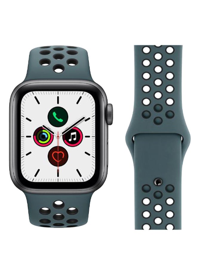 Perfii - Silicone Replacement Band For Apple iWatch Series 5/4/3/2/1 38-40mm Celestial Teal/Black - Image 1