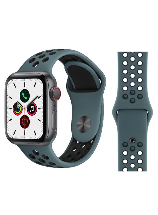 Perfii - Silicone Replacement Band For Apple iWatch Series 5/4/3/2/1 38-40mm Celestial Teal/Black - Image 1