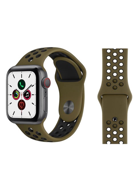 Dot Pattern Replacement Band For Apple iWatch Series 5/4/3/2/1 38-40mm Olive Flak/Black