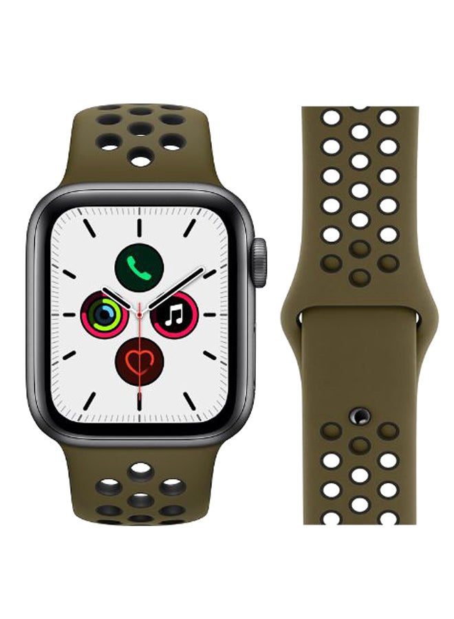 Perfii - Dot Pattern Replacement Band For Apple iWatch Series 5/4/3/2/1 38-40mm Olive Flak/Black - Image 1
