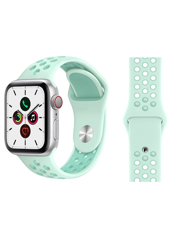 Perfii - Dot Pattern Replacement Band For Apple iWatch Series 5/4/3/2/1 38-40mm Teal Tint - Image 1