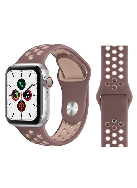 Dot Pattern Silicone Replacement Band For Apple iWatch Series 5/4/3/2/1 Smokey Mauve/Beige