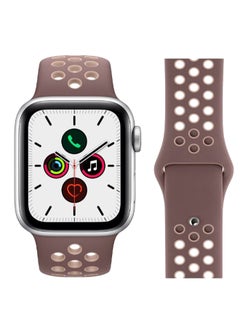 Perfii Dot Pattern Silicone Replacement Band For Apple iWatch Series 5/4/3/2/1 Smokey Mauve/Beige  - Image 2