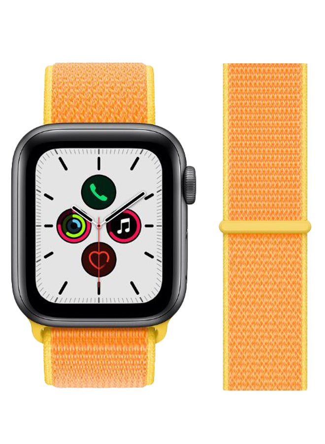 Perfii - Replacement Band For Apple iWatch Series 5/4/3/2/1 42-44mm Casary Yellow/Orange - Image 1