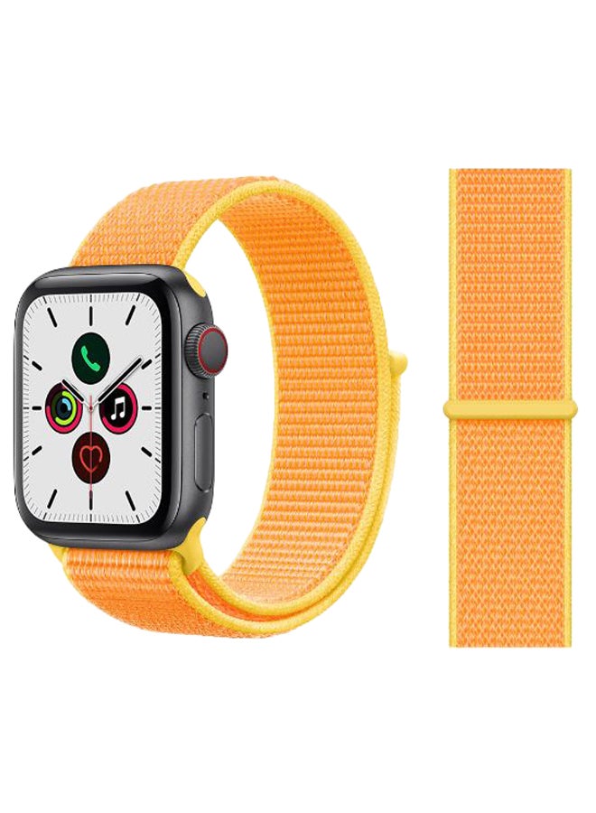 Perfii - Replacement Band For Apple iWatch Series 5/4/3/2/1 42-44mm Casary Yellow/Orange - Image 1