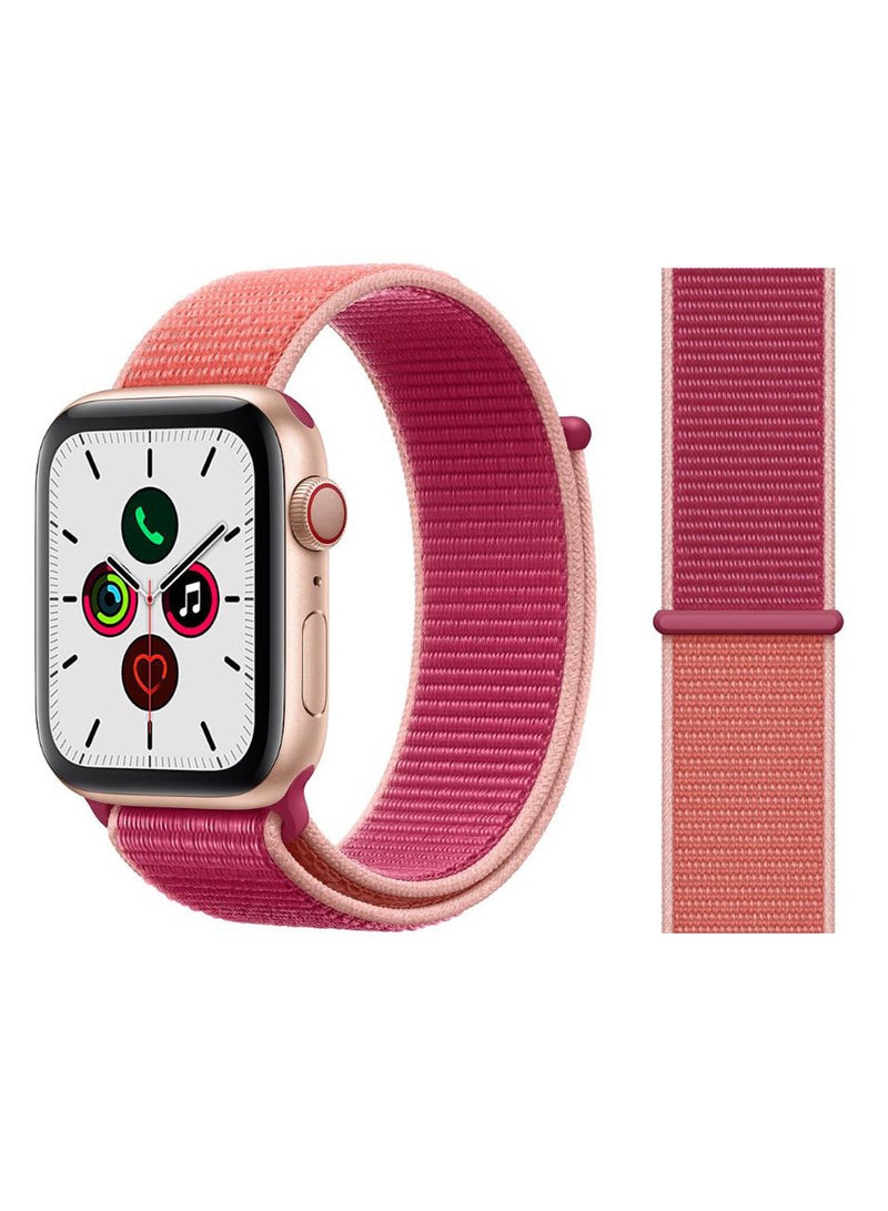Perfii - Replacement Band For Apple iWatch Series 5/4/3/2/1 42-44mm Pomegranate/Beige - Image 1