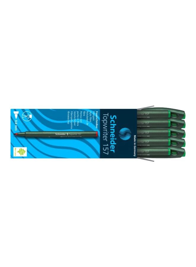 Schneider - 10-Piece Topwriter 157 Fiber Tip Ballpoint Pen Green - Image 1
