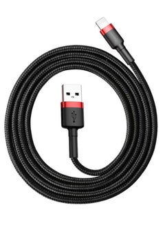 Baseus USB to Lightning Charging Cable Cafule Nylon Braided High-Density Quick Charge Compatible for iPhone 13 12 11 Pro Max Mini XS X 8 7 6 5 SE iPad (3 Meter) Red/Black  - Image 2