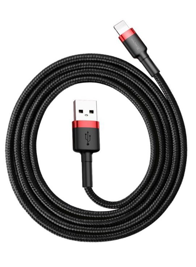 Baseus USB to Lightning Charging Cable Cafule Nylon Braided High-Density Quick Charge Compatible for iPhone 13 12 11 Pro Max Mini XS X 8 7 6 5 SE iPad (3 Meter) Red/Black  - Image 2