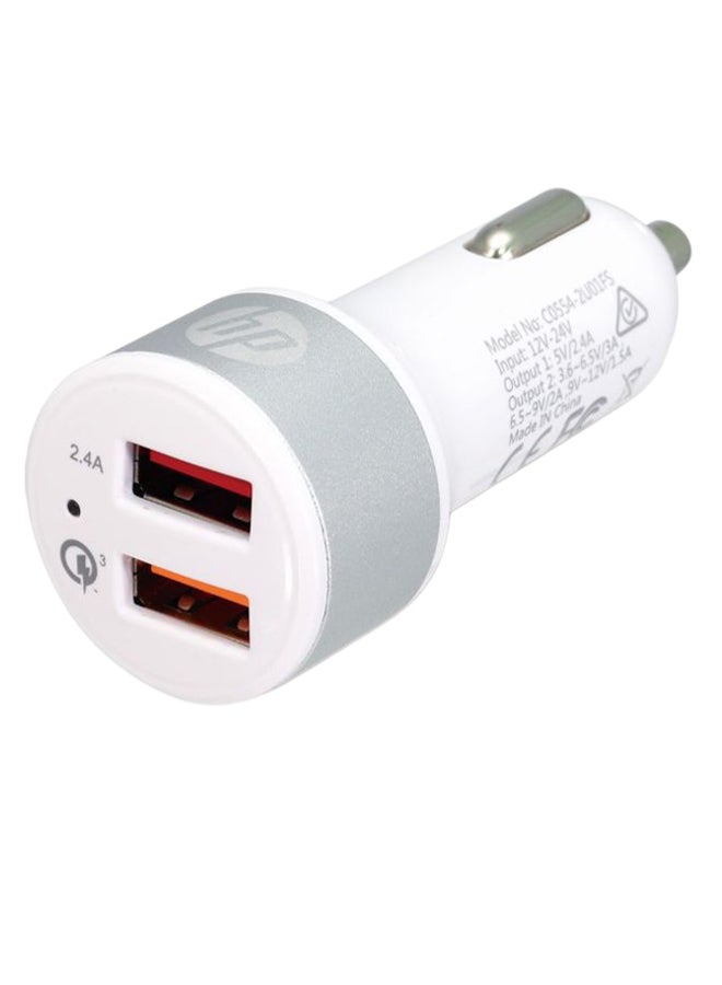 HP شاحن سيارة بمنفذي USB أبيض/رمادي - Image 1
