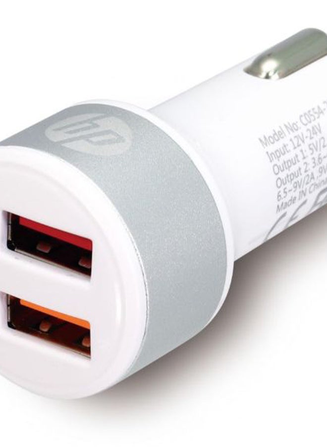 HP شاحن سيارة بمنفذي USB أبيض/رمادي - Image 2