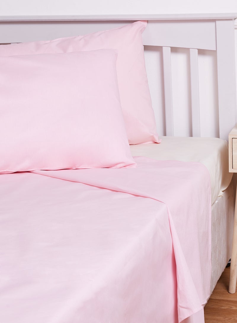 وايت روز طقم شرشف سرير مصبوغ بلون سادة مزيج القطن وردي Double - Image 2
