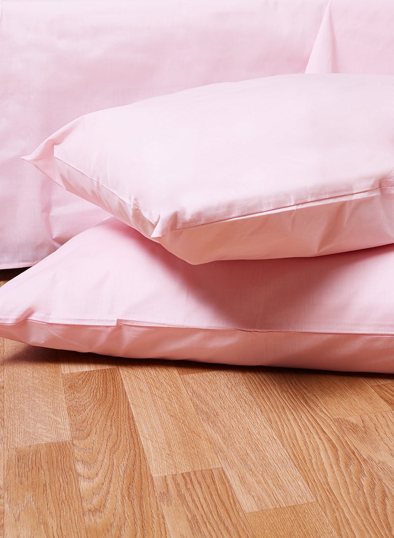 وايت روز طقم شرشف سرير مصبوغ بلون سادة مزيج القطن وردي Double - Image 4