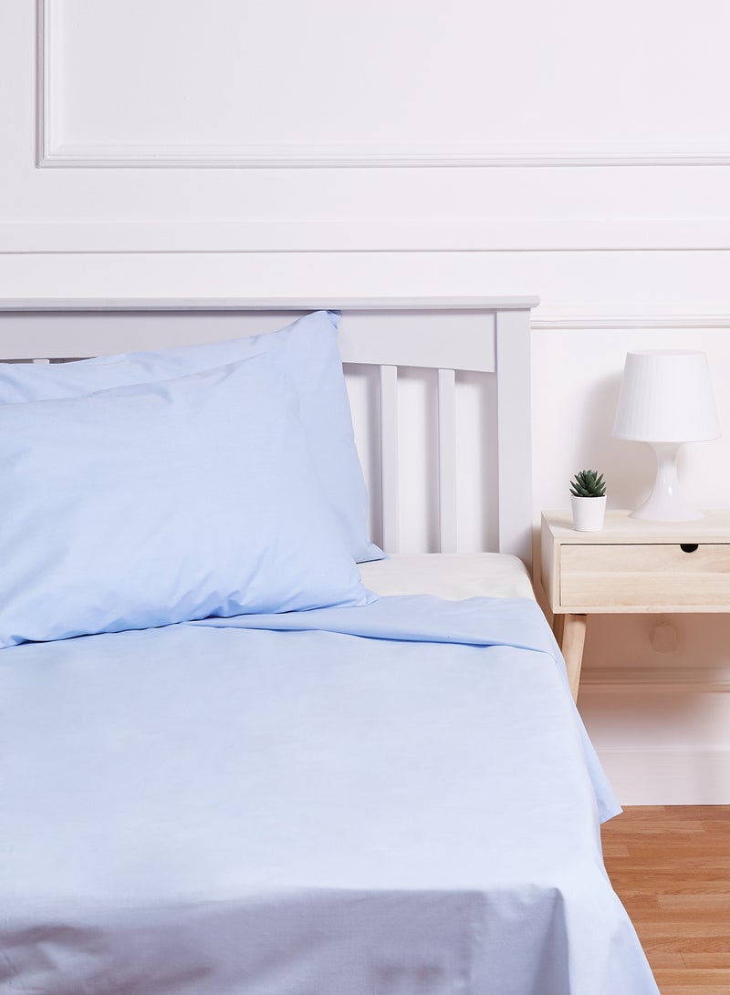 وايت روز طقم شرشف سرير مصبوغ بلون سادة مزيج القطن أزرق Double - Image 1