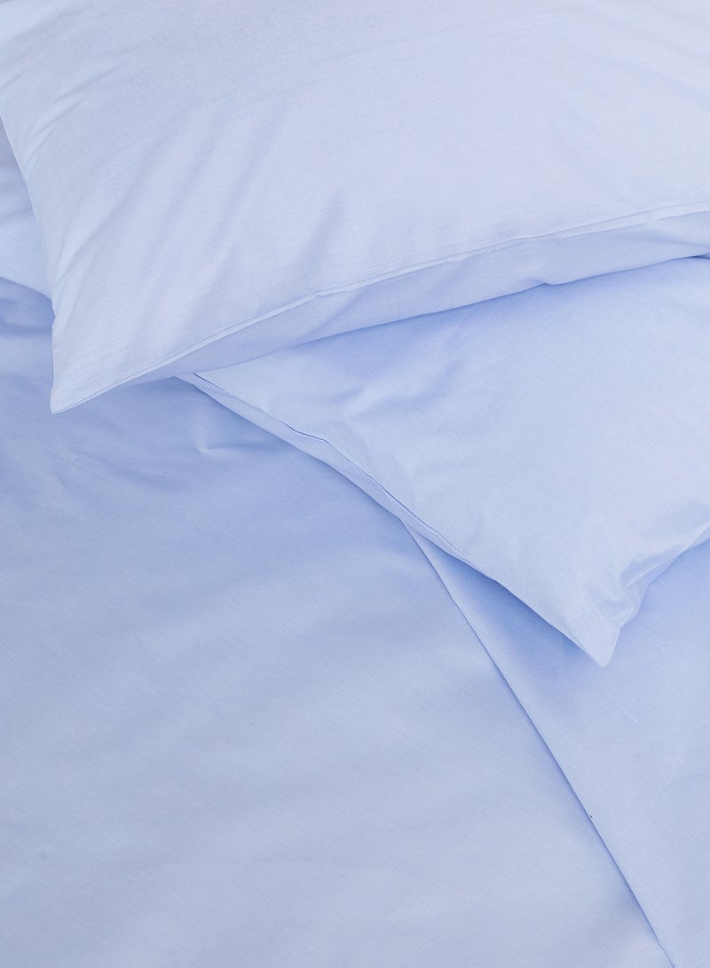 وايت روز طقم شرشف سرير مصبوغ بلون سادة مزيج القطن أزرق Double - Image 2