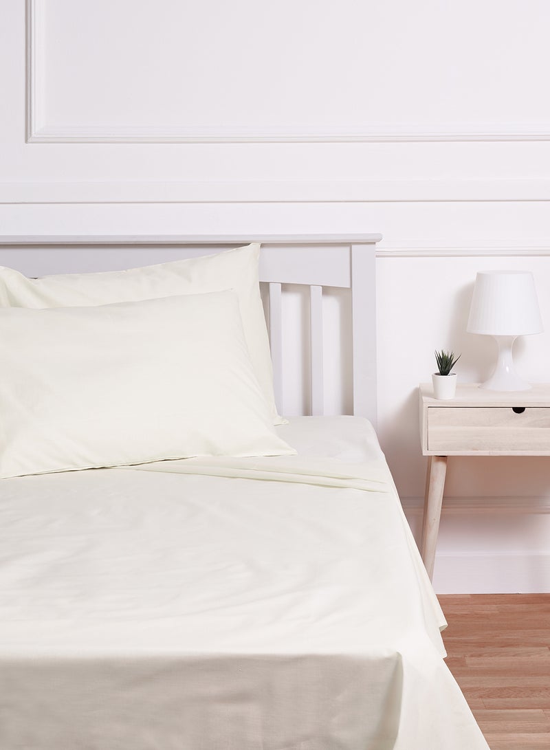 White Rose Solid Dyed Bedsheet Set Cotton Blend Off White Double  - Image 1