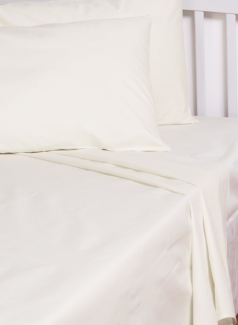 White Rose Solid Dyed Bedsheet Set Cotton Blend Off White Double  - Image 2