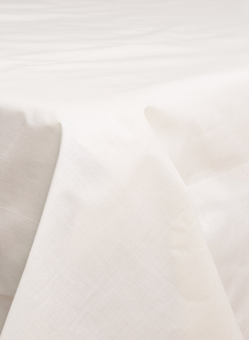 White Rose Solid Dyed Bedsheet Set Cotton Blend Off White Double  - Image 4