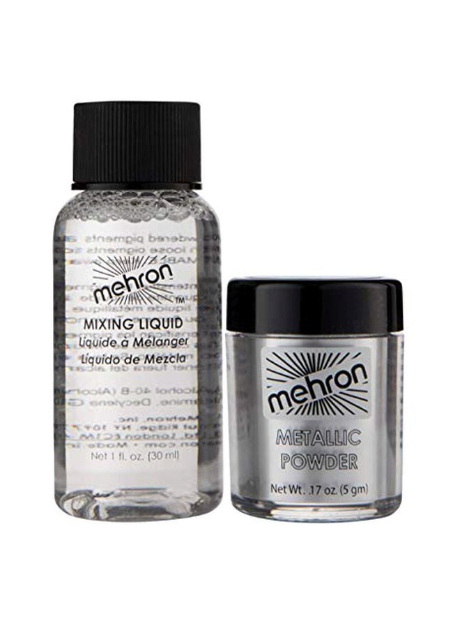 ميهرون بودرة ميتاليك مع زيت سائل للمزج فضي - Image 1