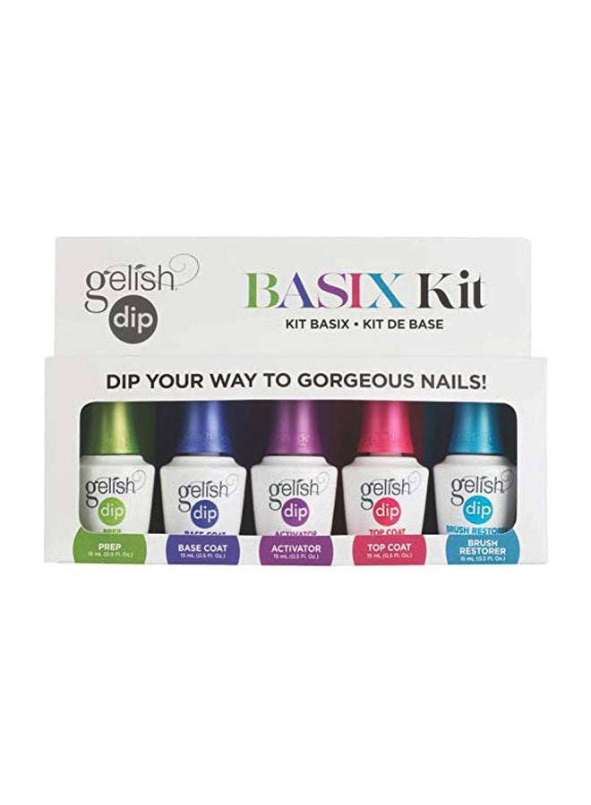Gelish 5-Piece Basix Acrylic Powder Nail Polish Dip Set Starter Kit Clear  - Image 1