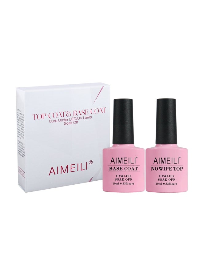 AIMEILI Gel Nail Polish No Wipe Top With Base Coat Set Clear  - Image 3