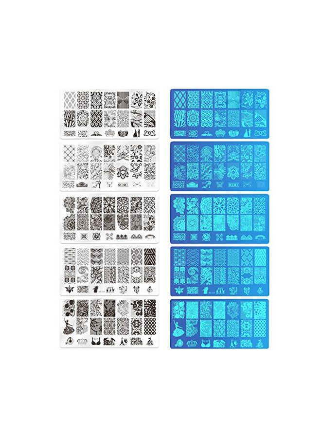 بيوتي مجموعة طبعات أظافر مع أداة لصق وأداة كشط مكونة من 5 قطع متعدد الألوان - Image 1