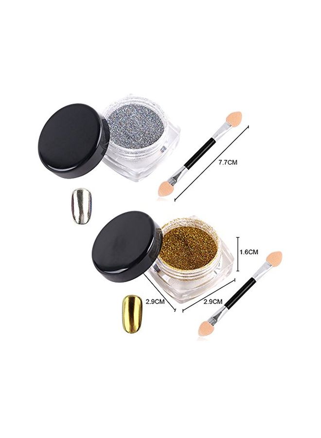 Hisight Pack Of 2 Nail Glitter Powder Gold/Silver - Image 2