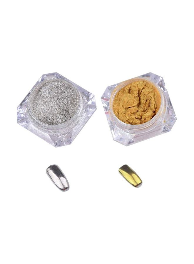 Hisight Pack Of 2 Nail Glitter Powder Gold/Silver - Image 1