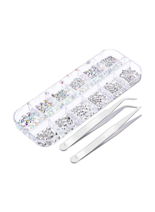 تيكيونايت مجموعة أحجار الراين لتزيين الأظافر مع ﻣﻠﻘﻄﻴﻦ وعلبة تخزين وتنظيم متعدد الألوان - Image 1