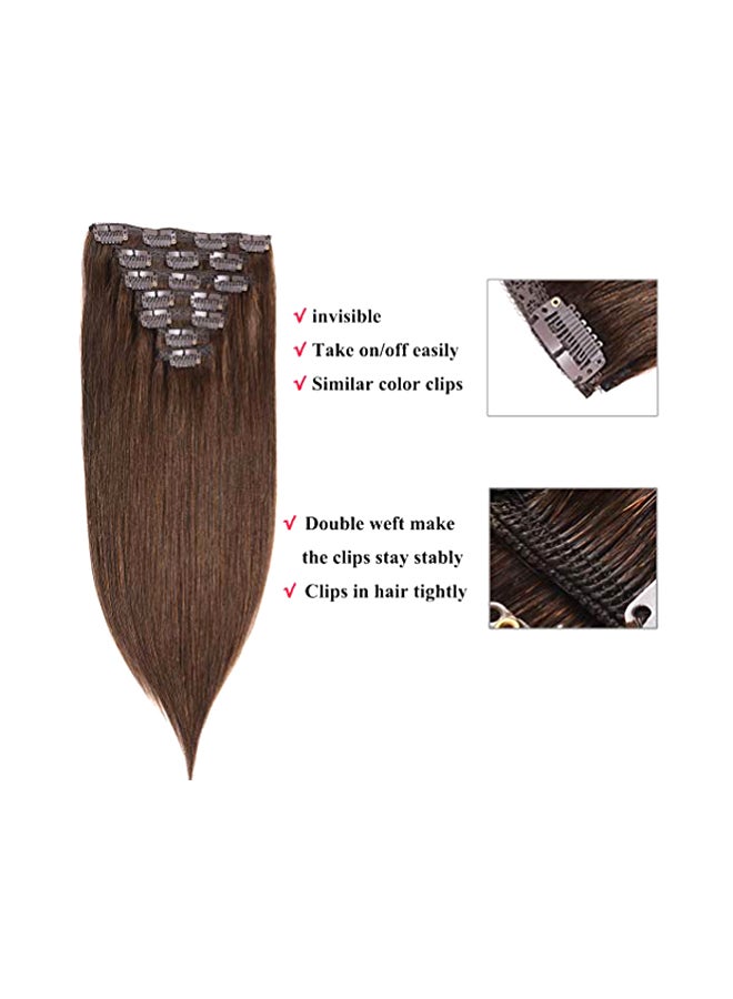 فااال وصلة شعر ريمي أملس مزود بمشبك بني 16بوصة - Image 2