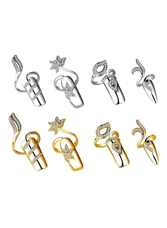 Generic Fashion Creative Opening Ring Wild Diamonds Nail Jewelry Silver/Gold 