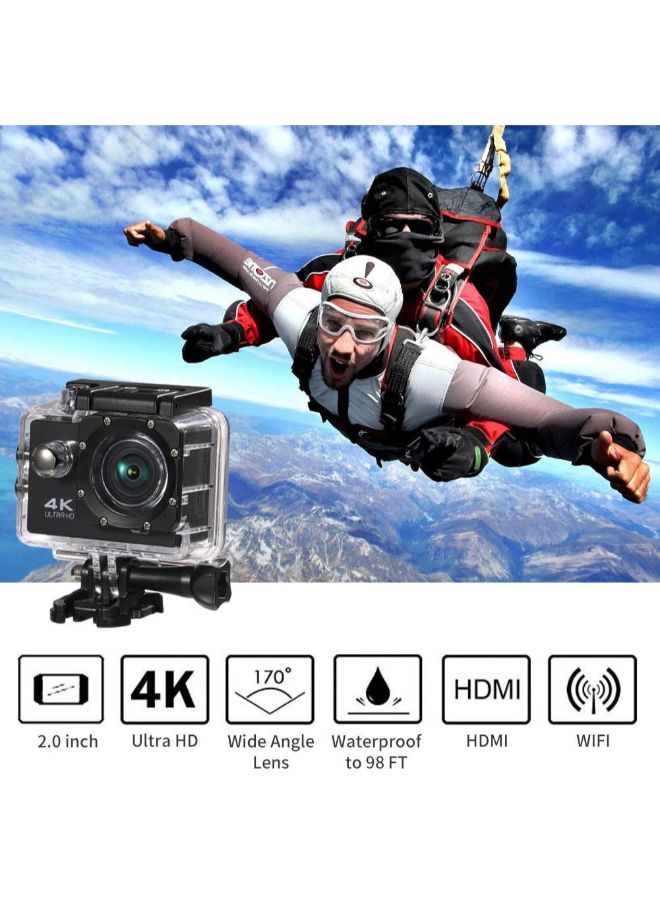 ماركة غير محددة - كاميرا أكشن للتصوير تحت الماء بدقة 4K ومزودة بخاصية الواي فاي مع ملحقات تثبيت - Image 1