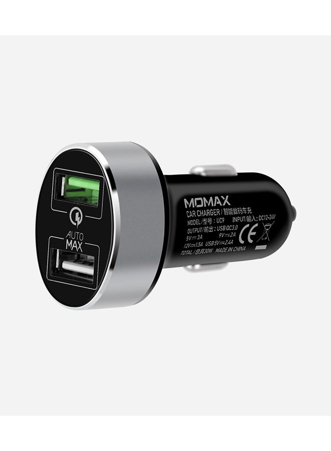 Momax UC Series Dual-Port Fast Car Charger Black - Image 2