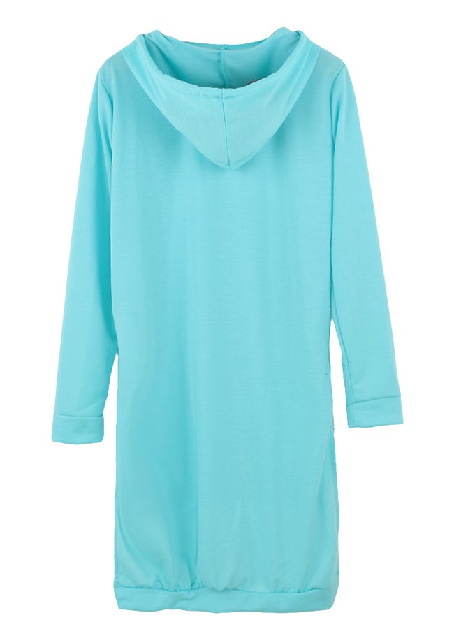 Long Sleeve Sweatshirt Dress With Pockets Blue - Image 2