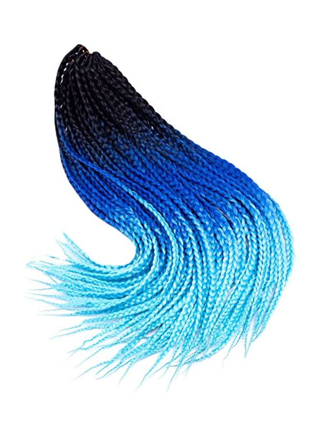 Belleshow - Pack Of 3 Three Tone Ombre Box Braids Crochet Hair Extensions Black/Blue 24inch - Image 1