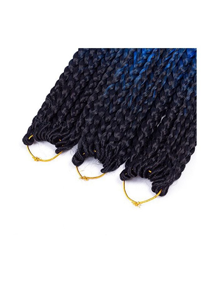 Belleshow - Pack Of 3 Three Tone Ombre Box Braids Crochet Hair Extensions Black/Blue 24inch - Image 1