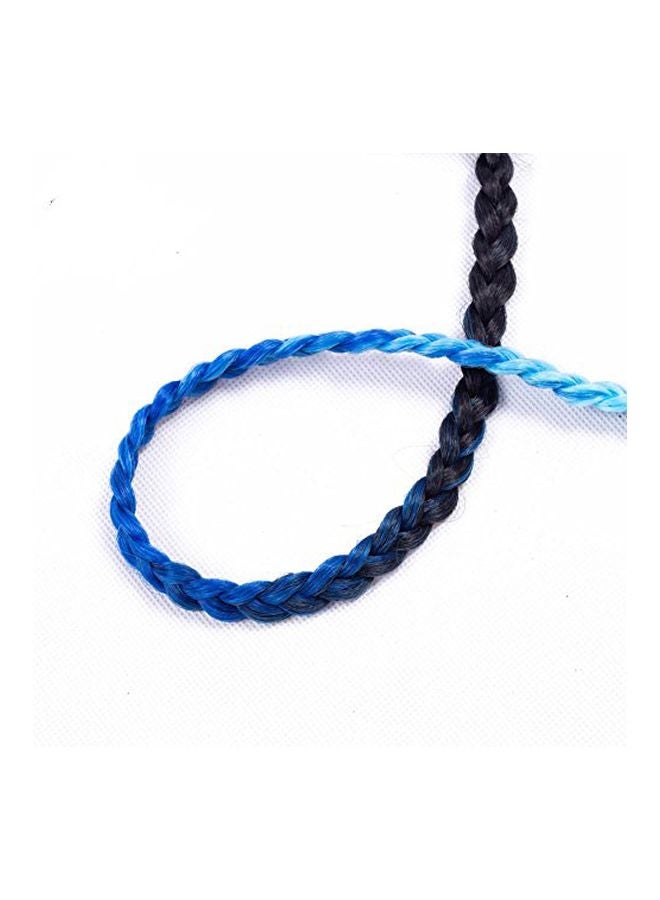 Belleshow - Pack Of 3 Three Tone Ombre Box Braids Crochet Hair Extensions Black/Blue 24inch - Image 1