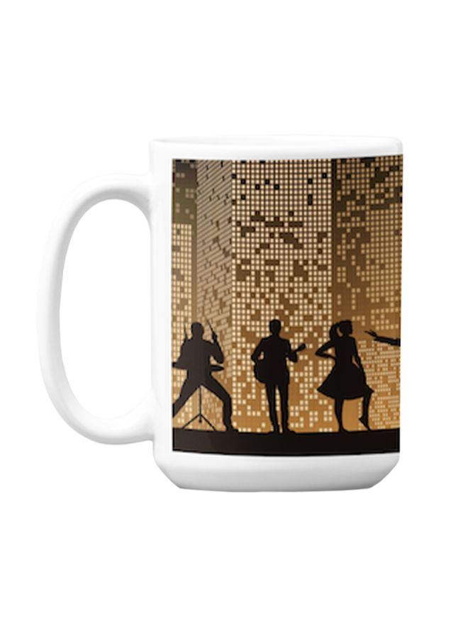 Atiq Premium Printed Ceramic Coffee Mug White/Brown 350ml - Image 1