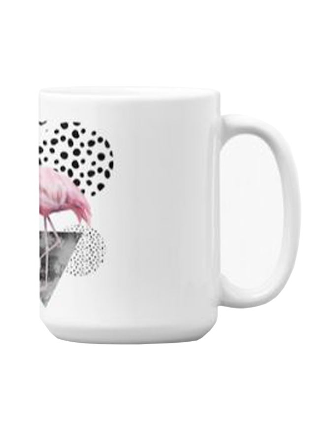 أتيك كوب قهوة جودة ممتازة من السيراميك بطبعة أبيض 350ملليلتر - Image 3