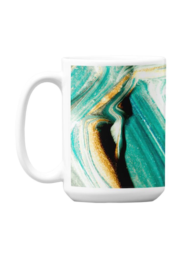 Atiq Premium Printed Ceramic Coffee Mug White/Green 350ml - Image 1