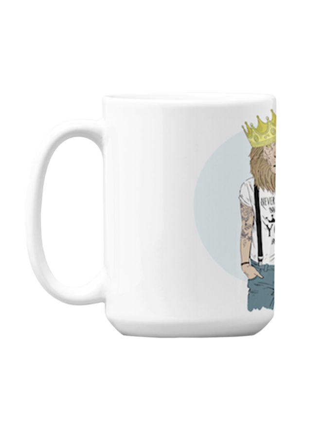 أتيك كوب قهوة جودة ممتازة من السيراميك بطبعة أبيض 350ملليلتر - Image 1