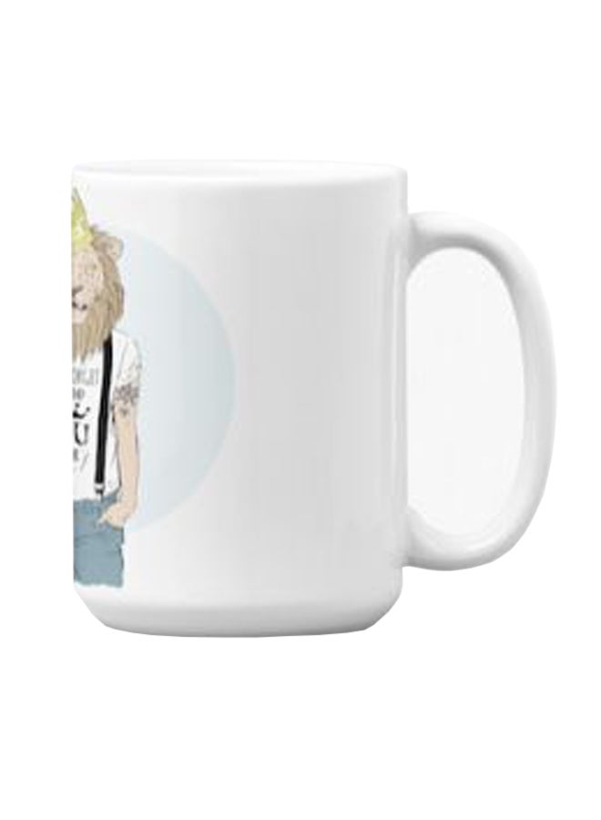 أتيك كوب قهوة جودة ممتازة من السيراميك بطبعة أبيض 350ملليلتر - Image 3