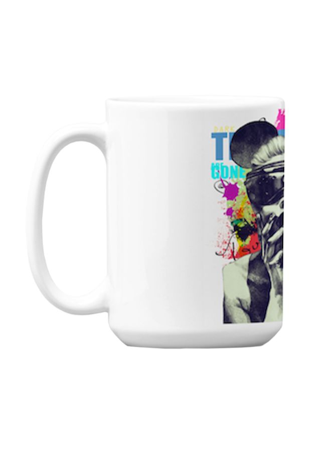 أتيك كوب قهوة جودة ممتازة من السيراميك بطبعة أبيض 350ملليلتر - Image 1