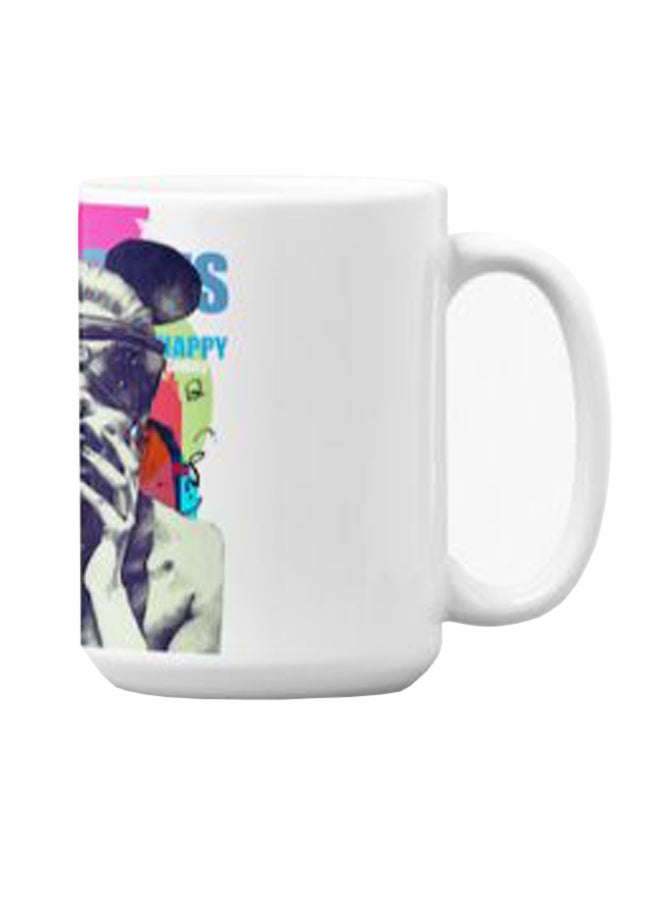 أتيك كوب قهوة جودة ممتازة من السيراميك بطبعة أبيض 350ملليلتر - Image 3