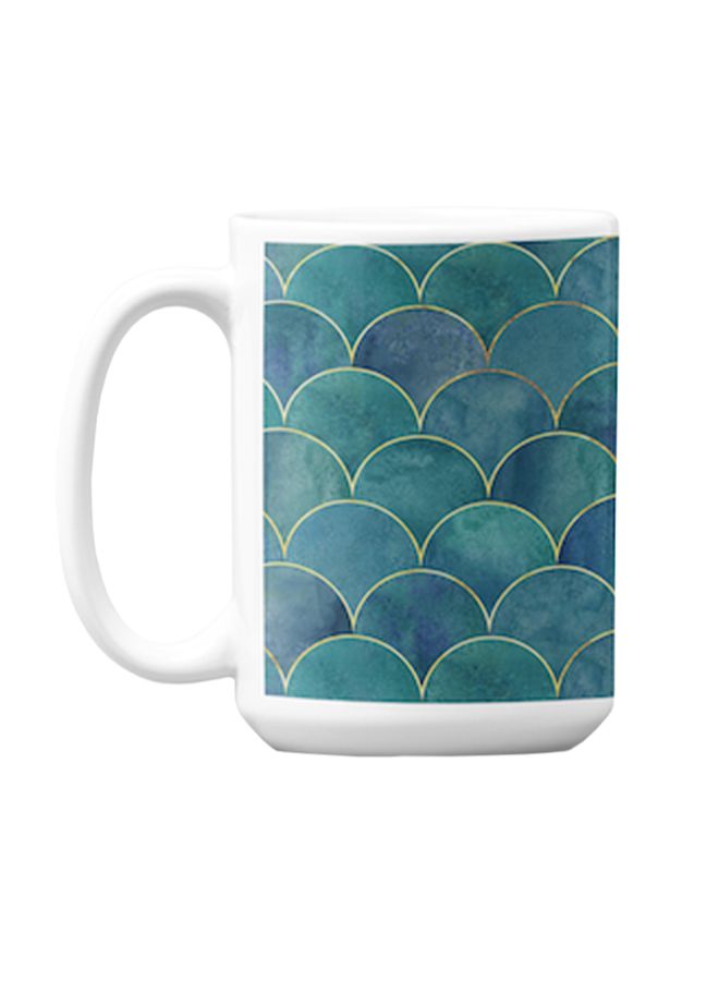 Atiq Premium Printed Ceramic Coffee Mug White/Green 350ml - Image 1