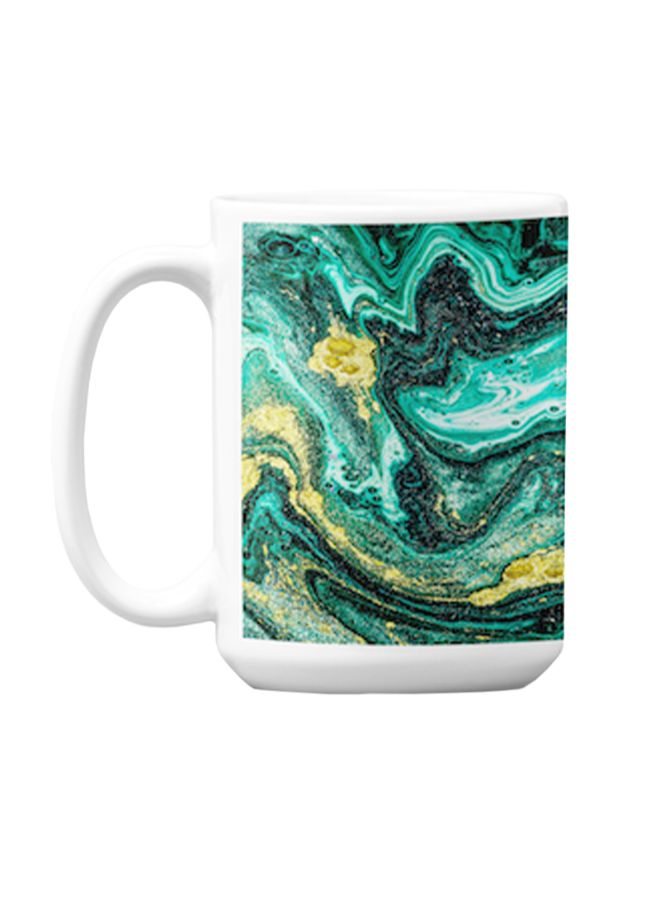 Atiq Premium Printed Ceramic Coffee Mug White/Green 350ml - Image 1