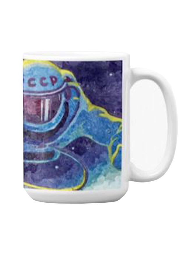 Atiq Premium Printed Ceramic Coffee Mug White/Blue 350ml - Image 3